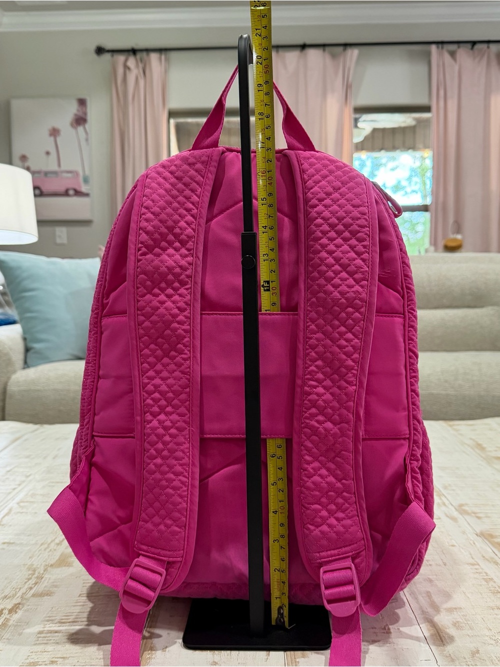 Vera Bradley Microfiber Iconic Campus Backpack in Fuchsia Pink Laptop Bag - Picture 3 of 11